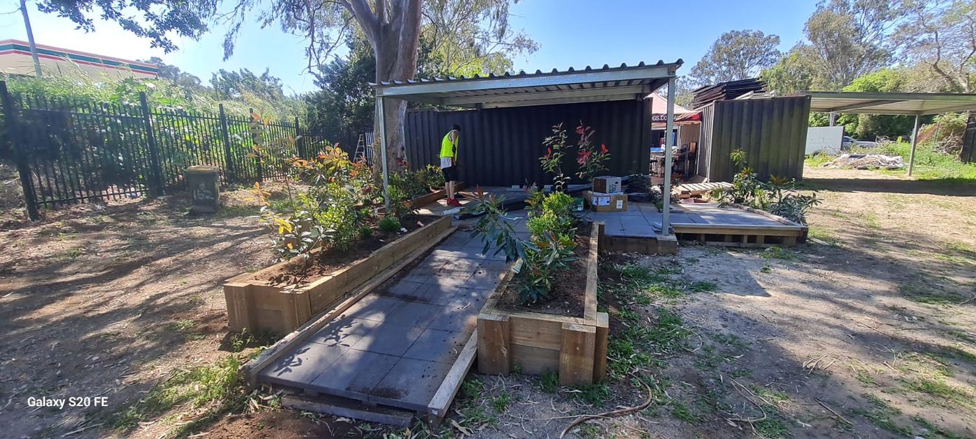 A landscaping and garden-bed construction project completed by the team